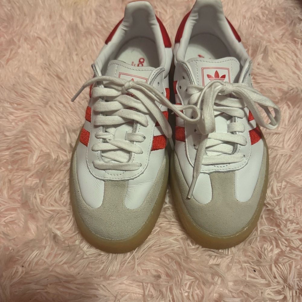 Adidas Red and White Classic Samba Sneakers size 7